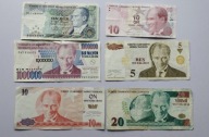 ZESTAW 6 BANKNOTÓW TURCJA
