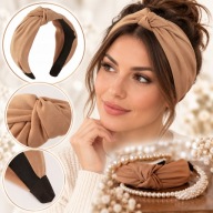 OPASKA NA WŁOSY TURBAN KLASYCZNA KOLOR BRĄZOWY BEŻOWY WĘZEŁ WYGODNA DAMSKA