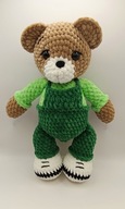 Miś w ogrodniczkach i bluzce 30 cm szydełko - NA ZAMÓWIENIE