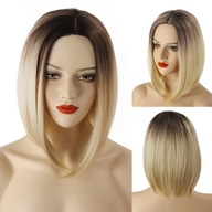 ATAYOU Krótka, prosta blond ombre syntetyczna peruka dla kobiet,