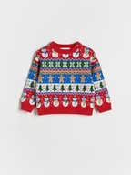 Reserved, Sweter , czerwony wielokolorowy ŚWIĘTA 92 cm