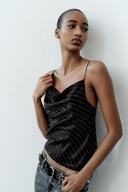 ZARA top bluzka na ramiączkach satynowa z detalami M