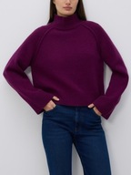 RESERVED PREMIUM sweter z golfem wełniany 100% wełna fioletowy XL