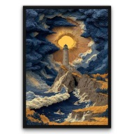 Plakat z ramą 30x40cm Latarnia Morska morze światło spokój pejzaż sztuka