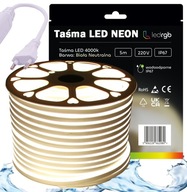 ZESTAW Taśma LED NEON 220V 230V 5m 4000K BIAŁA NEUTRALNA ZASILACZ IP67