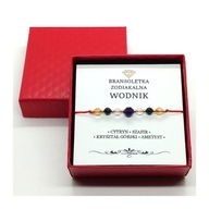 Bransoletka Znaki Zodiaku WODNIK Kamienie Szafir Ametyst Kryształ Górski