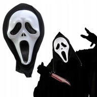 MASKA KRZYK Z KAPTUREM MASKI SCREAM HALLOWEEN IMPREZA HORROR STRASZNY FILM