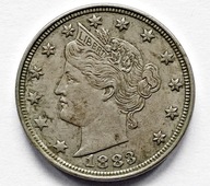 USA 5 CENTÓW 1883 / miedzionikiel, rzadka