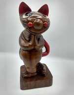 KOT rzeźba z drewna STARA śliczna NAMASTE