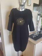 Tunika sukienka wycięte ramiona złote dżety S 36