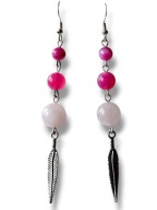 KRAG14 Kolczyki kamienie KWARC RÓŻOWY AGAT dlugie