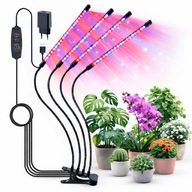 LAMPA DO WZROSTU ROŚLIN UV 80 LED 4xPANEL UPRAWA TIMER 9 TRYBÓW KLIPS USB