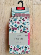 Rajstopki rajstopy Tu 3 pary mocne bawełana elastan rozm. 110/116 cm paski