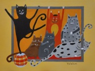 Szczęśliwe koty. (Art_0040). Nowy obraz. Na płótnie. 40x30. Valakum.