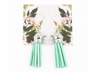 kolczyki Chwosty frędzle wiszące długie miętowe NB128