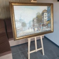 Duży obraz olejny | Paryż Francja | szpachelka | rama złocona | 105x75 cm