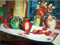 Martwa natura z miechunkami - W.Kowal - P.Cezanne