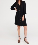 Reserved Czarna Sukienka Midi z Długim Rękawem – Rozmiar 34 / XS