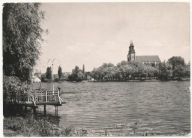 Gniezno Katedra z za jeziora Jelonek pomost 1963 r