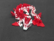 Smok KOI przegubowy – biało-czerwony, druk 3D KOI articulated dragon M-28cm