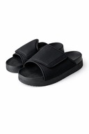 Czarne klapki mule Monki na platformie z rzepem, regulowane, vegan 39