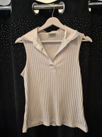 Next Biała Prążkowana Bluzka z Kołnierzykiem – Rozmiar 42 / XL