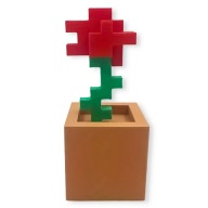 Ozdobna RÓŻA Minecraft Figurka Czerwona Kwiat w Doniczce Pikselowa Druk 3D
