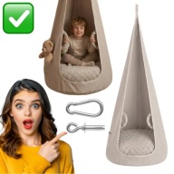 HUŚTAWKA DLA DZIECI KOKON BEŻOWA WISZĄCA FOTEL KRZESŁO DZIECIĘCE | VELVET