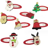 Spinki Świąteczne Brokatowe Zestaw 8 sztuk Dla Dziewczynki