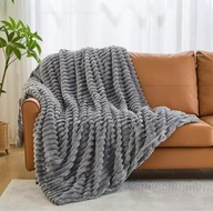 Gruby Koc 1300g 200x230cm Puszysty Miękki Ciepły Na Sofę Łóżko Szary