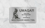 Owczarek niemiecki Tabliczka uwaga pies Srebrna dowolny tekst na tabliczce