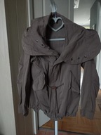 kurtka parka s 36 jasna brązowa midi długi rękawek