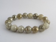 BRANSOLETA FASETOWANE SZKLANE SZARE KULE