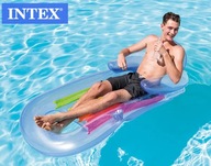 Materac do pływania Intex niebieski z oparciem oraz uchwytem na napój