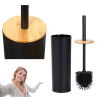 SZCZOTKA SILIKONOWA WC DO TOALETY ZE STOJAKIEM METALOWA CZARNA ŁAZIENKOWA