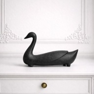 Nowoczesna Figurka Łabędź – Czarna Rzeźba Dekoracyjna Loft Glamour