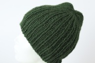 Wełniana czapka Eskimo-rękodzieło, S, ciemny bluszcz, ciepła, gruba