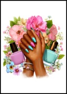 A2 PLAKAT DO SALONU MANICURE URODY, PLAKAT DLA KOSMETYCZKI PAZNOKCIE LAKIER