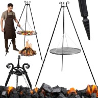 PALENISKO OGRODOWE DUŻE TRÓJNÓG GRILL RUSZT 80cm OGNISKOWY WISZĄCY OGNISKO