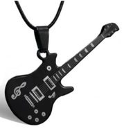 Naszyjnik gitara ze stali stalowy czarny rockowy punk gothic czarny N001