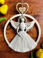 Aniołek Pamiątka Chrztu Świętego Makrama BOHO anioł stróż boho