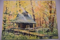 Obraz olejny "Kapliczka w lesie"