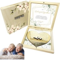 PREZENT NA DZIEŃ BABCI DZIADKA PODZIĘKOWANIE DREWNIANE PUDEŁKO ZŁOTE SERCE