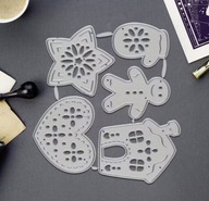 Wykrojnik do papieru scrapbookingu - pierniczki domek rękawiczka serce