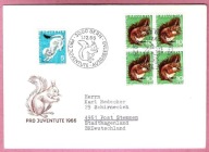 Szwajcaria 1966, FDC czwórka, gryzonie, gronostaj, wiewiórka