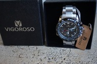 VIGOROSO MĘSKI ZEGAREK BUSINESS ANALOGOWY QUARTZ LUXURY STEINLESS NOWY