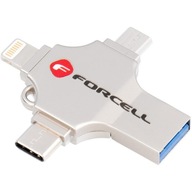 Pendrive Forcell 64 GB Metal Quad USB 3.2 Lightning Micro-USB USB-C srebrny