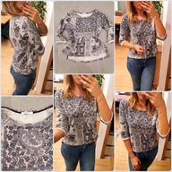 Promod bluza sweter szary we wzory etno r. S/M