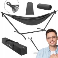 HAMAK OGRODOWY ZE STELAŻEM DWUOSOBOWY STOJAK DO HAMAKA STALOWY + POKROWIEC