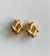 Vintage klipsy złote metalowe ażurowe 80s